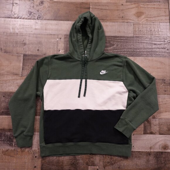 Nike Colorblock Pullover Hoodie Men’s Large Green Black White - Picture 1 of 11